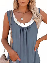 Loose Stitching Sleeveless Pleated Tank Tops